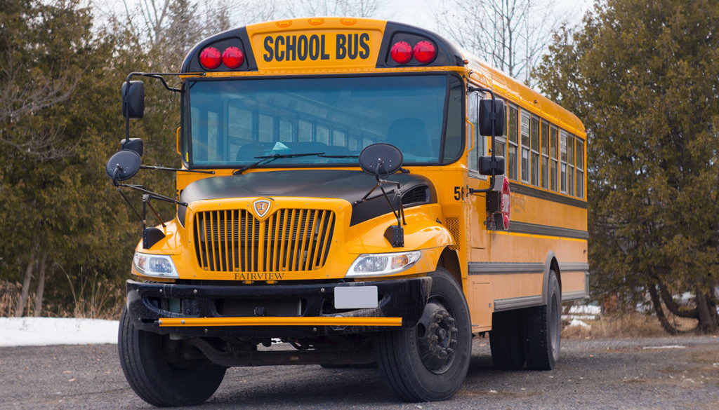 A yellow school bus