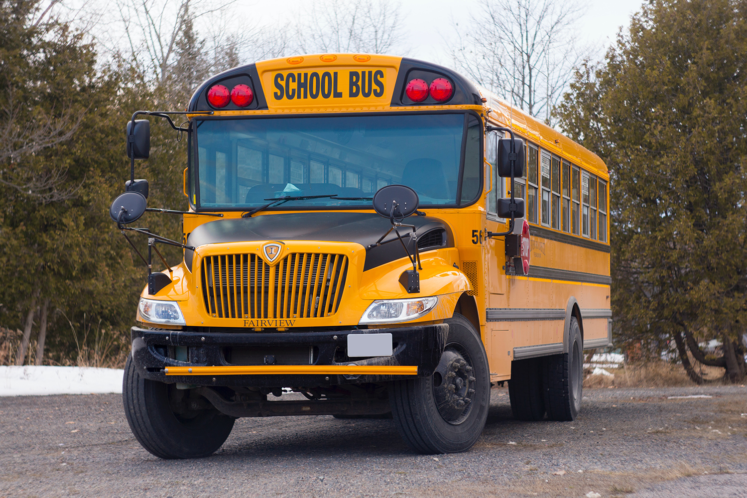 A yellow school bus