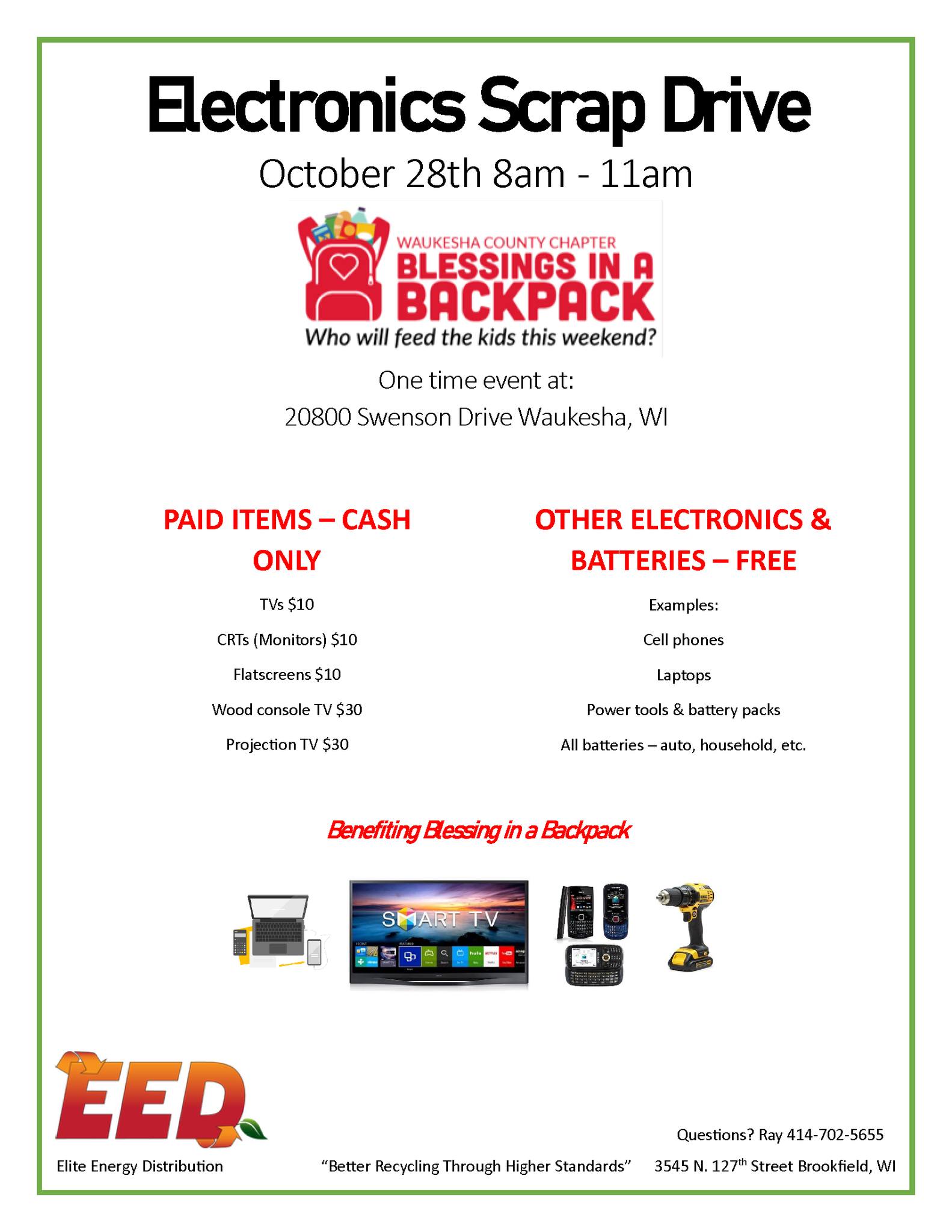 blessings Blessings in a Backpack Electronics Scrap Drive flyer