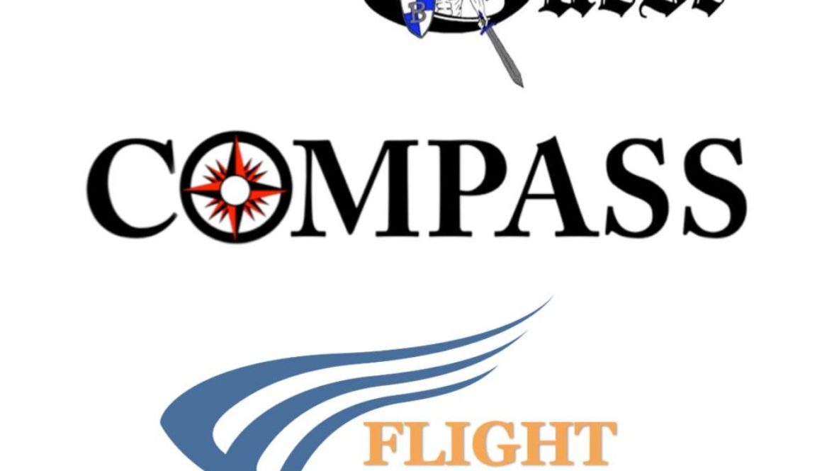 Logos for the Quest, Compass, and FLIGHT programs