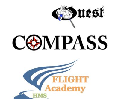 Logos for the Quest, Compass, and FLIGHT programs